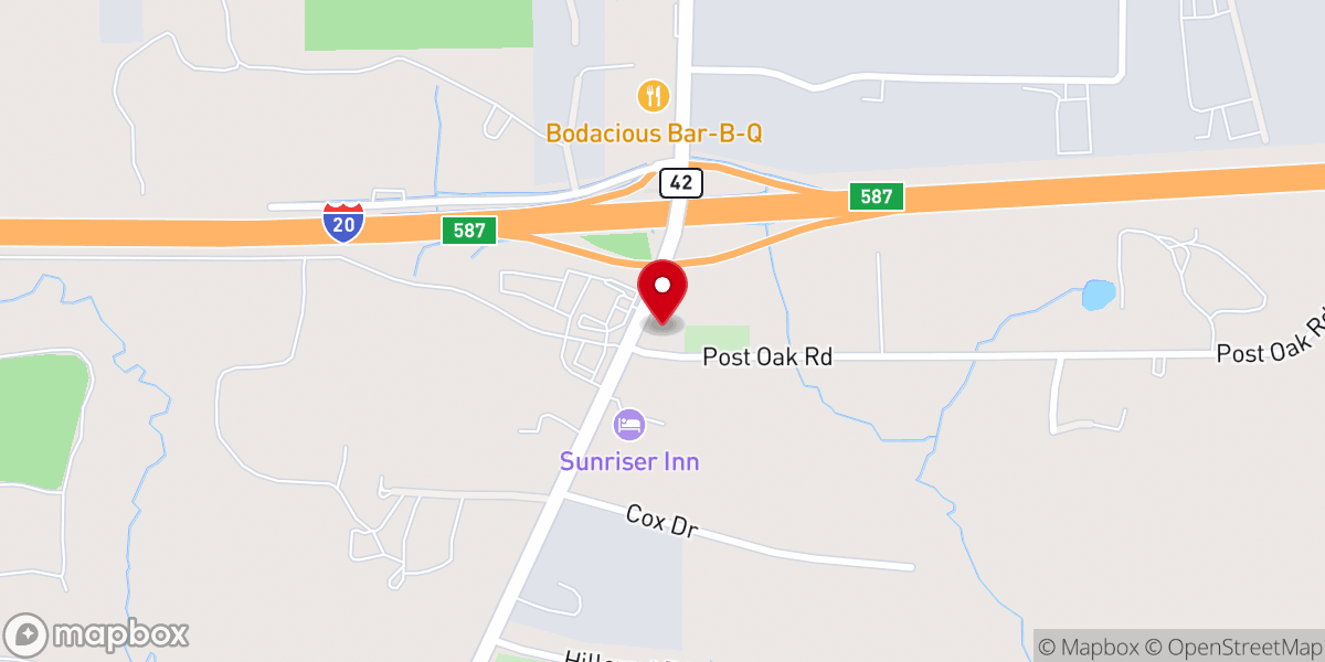 Map showing location of Post Oak Baptist Church