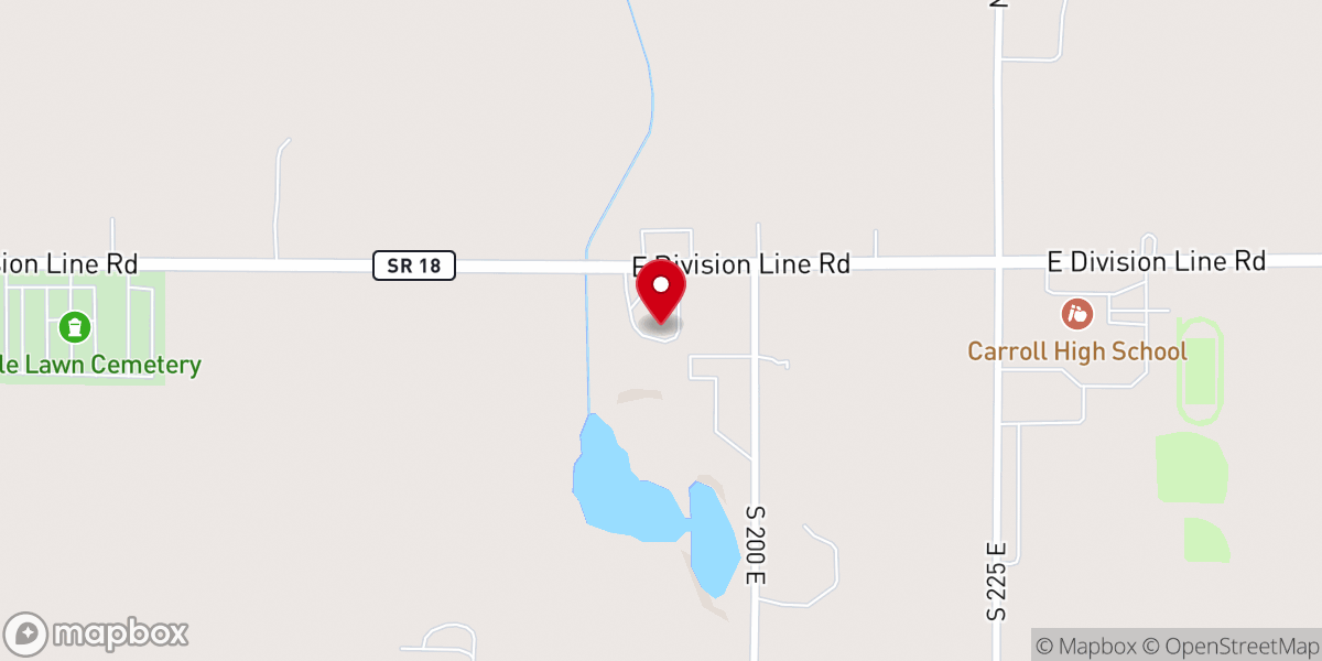 Map showing location of Flora Mennonite Church