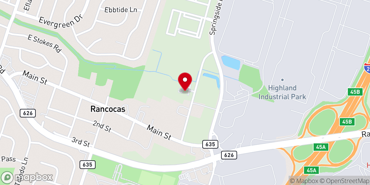 Map showing location of Rancocas Valley Baptist Church