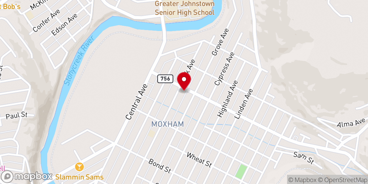 Map showing location of Moxham Lutheran Church