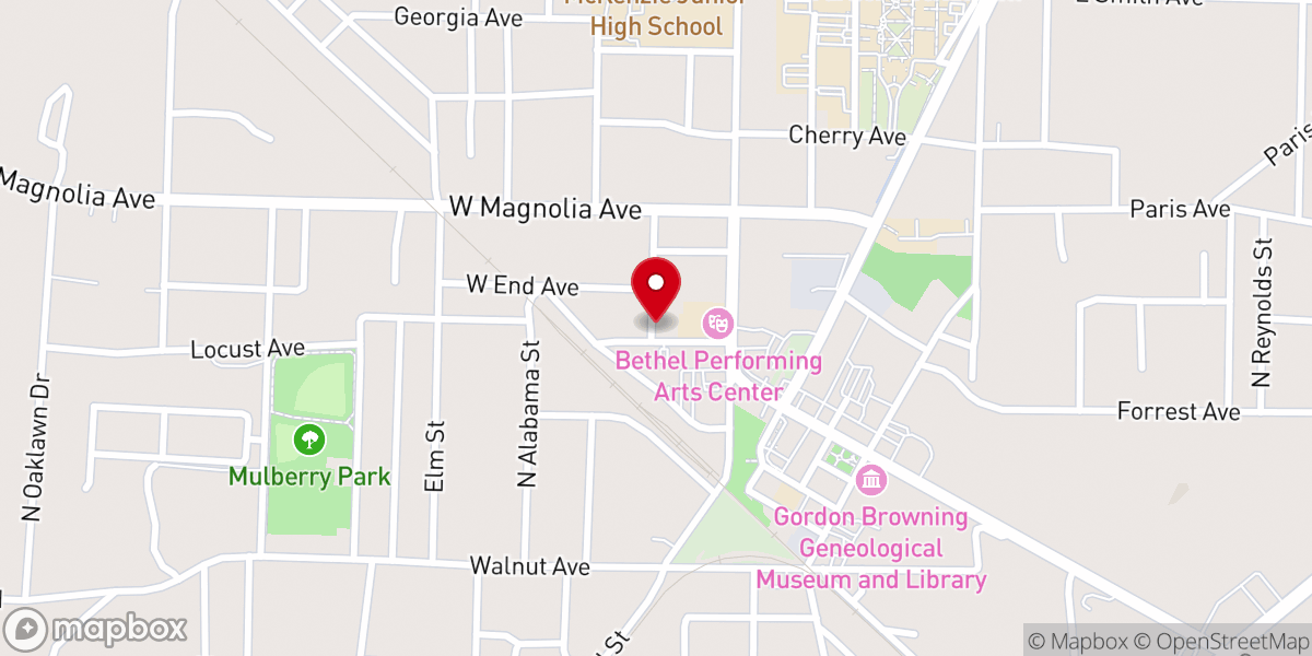 Map showing location of First United Methodist Church of McKenzie