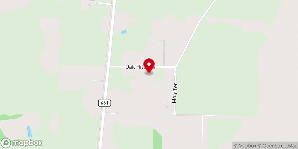 Map showing location of Oakhill Baptist Church