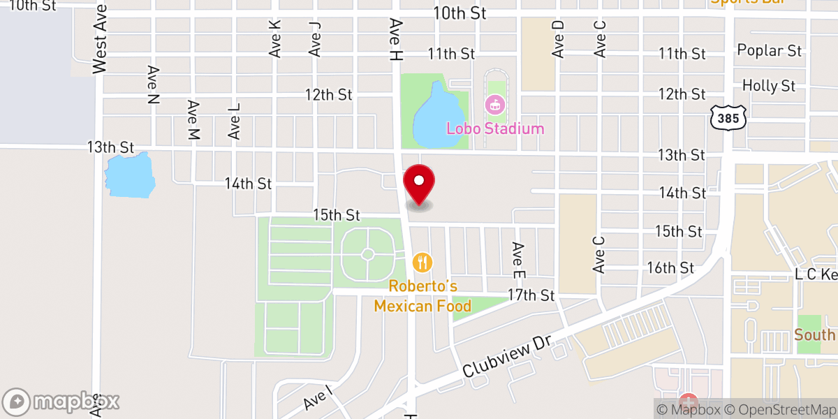 Map showing location of Hillside Christian Church - Levelland
