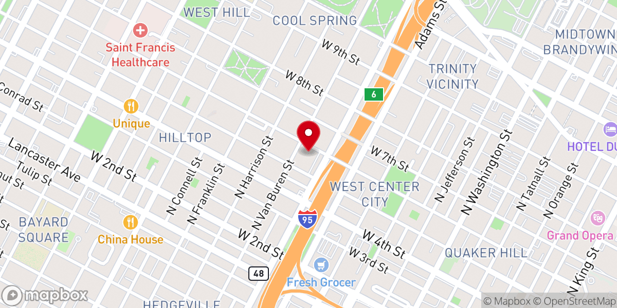 Map showing location of Hilltop Lutheran Neighborhood