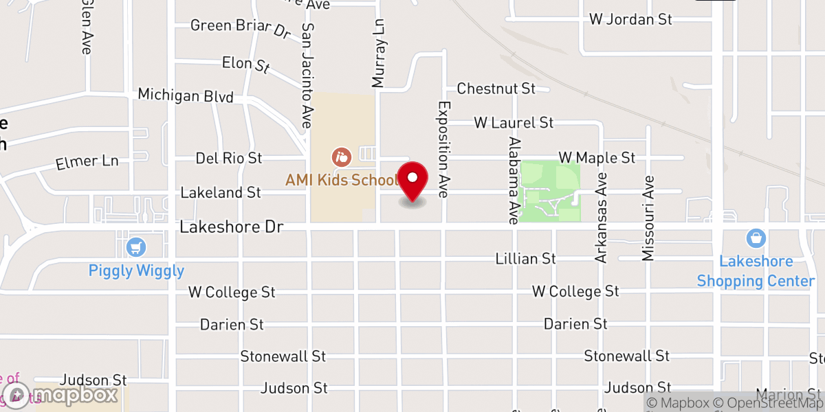 Map showing location of Sunrise Baptist Church