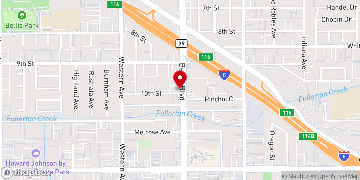 Map showing location of First Congregational Church of Buena Park
