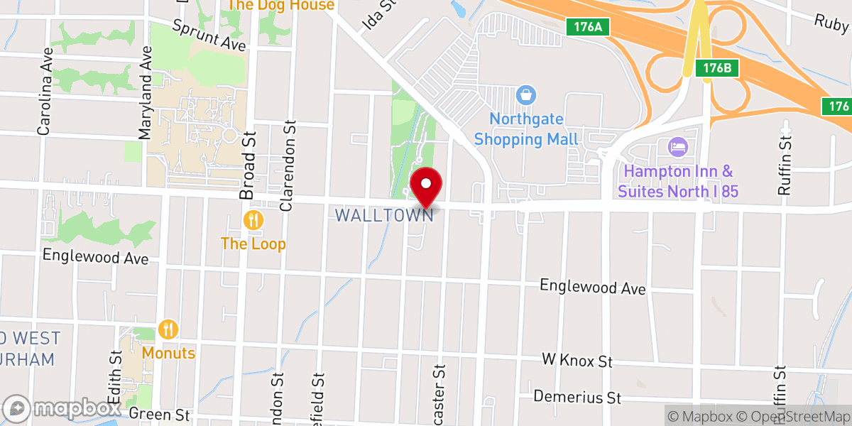 Map showing location of Vintage Church Durham