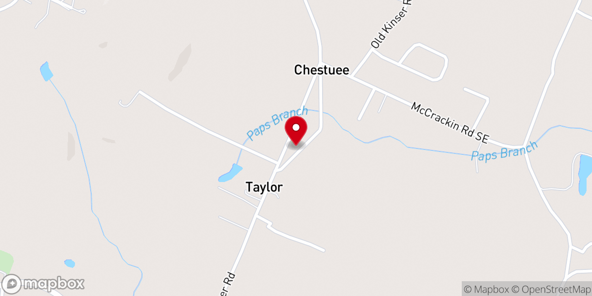 Map showing location of Chestuee Baptist Church