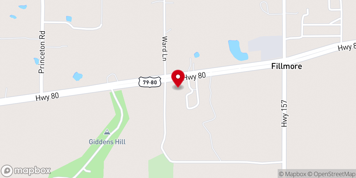 Map showing location of Fillmore Baptist Church