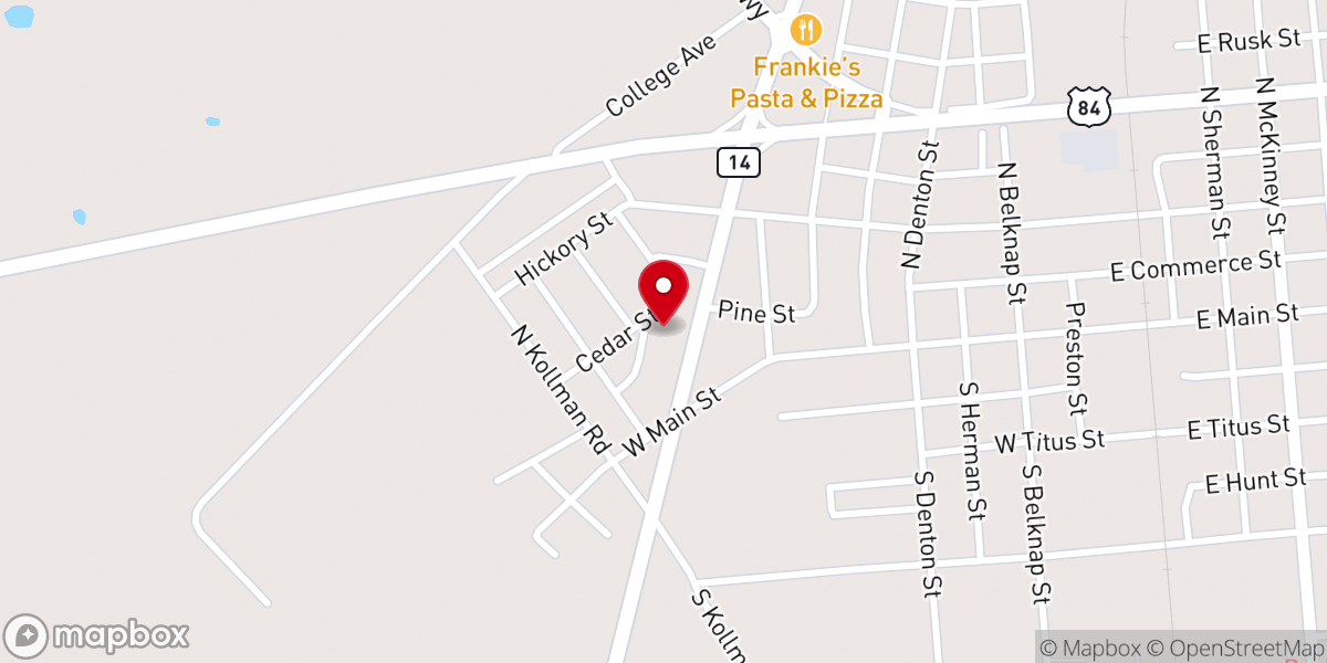 Map showing location of Mexia Revival Center