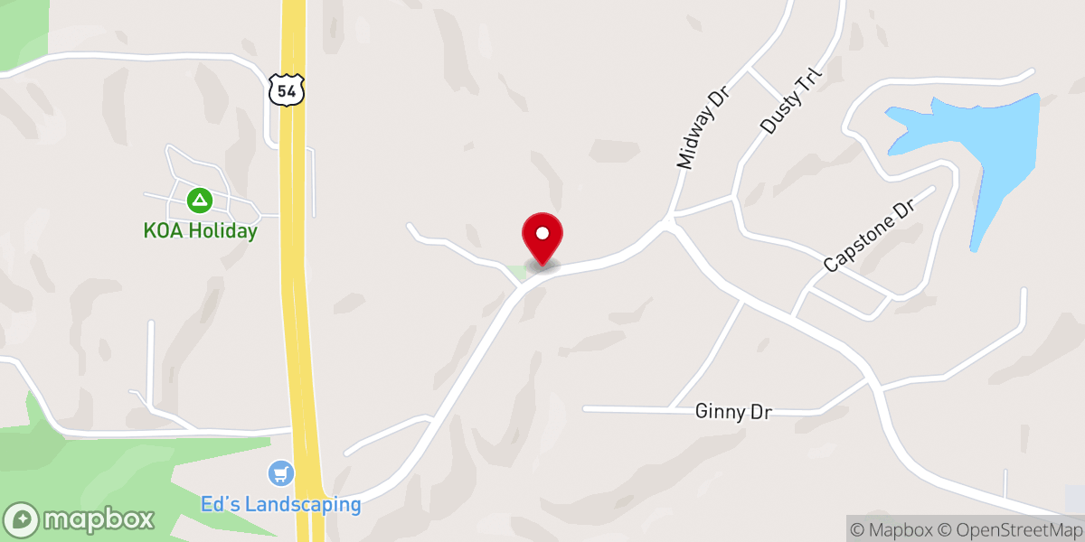 Map showing location of Linn Creek Baptist Church