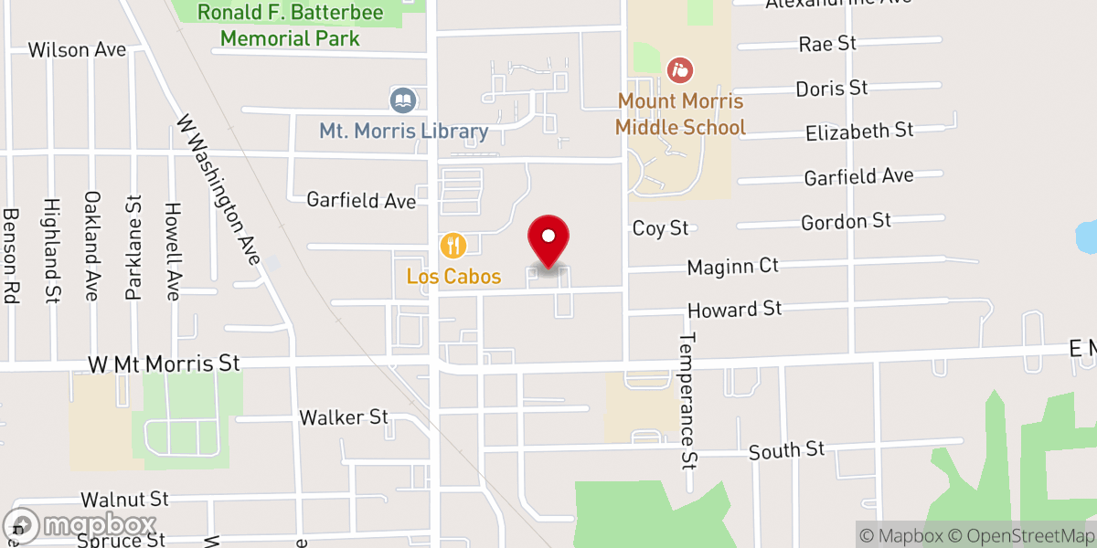 Map showing location of Mt Morris Masonic Center