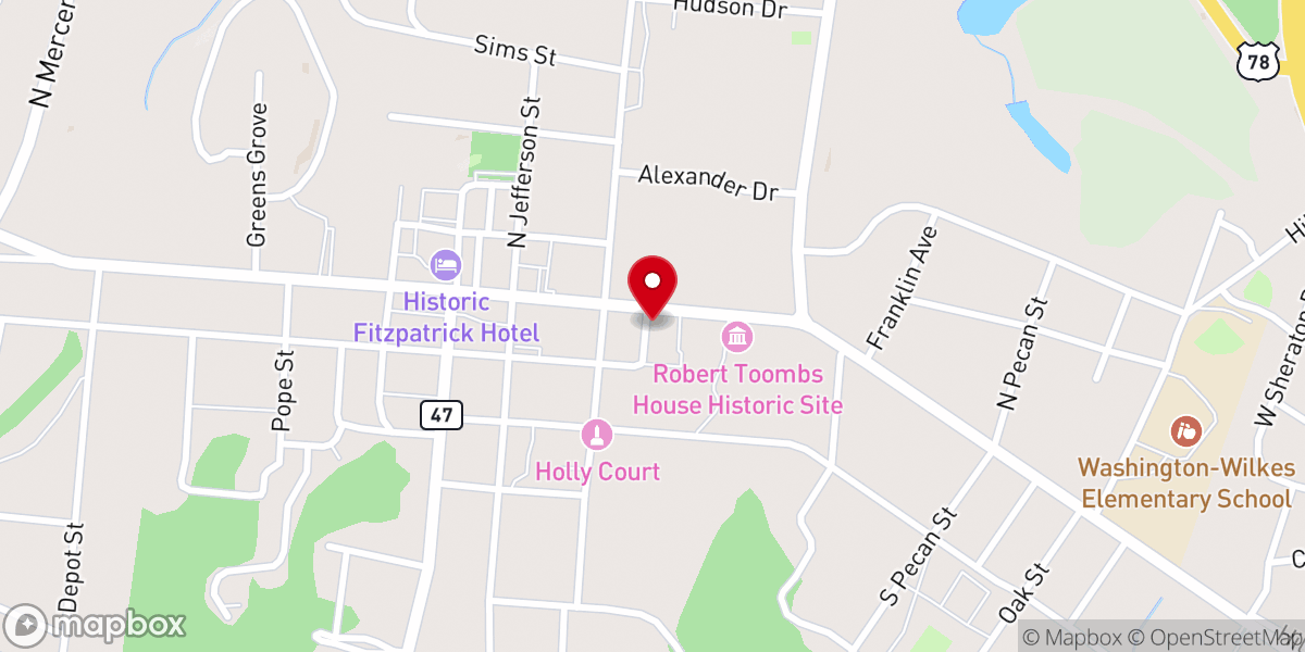 Map showing location of Washington Presbyterian Church