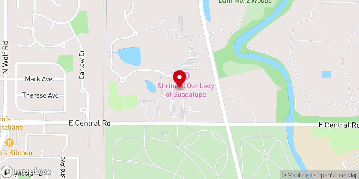 Map showing location of Shrine of Our Lady of Guadalupe