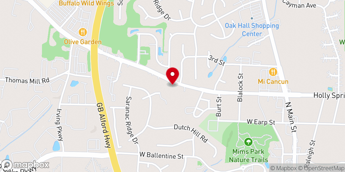 Map showing location of Holly Springs Food Cupboard
