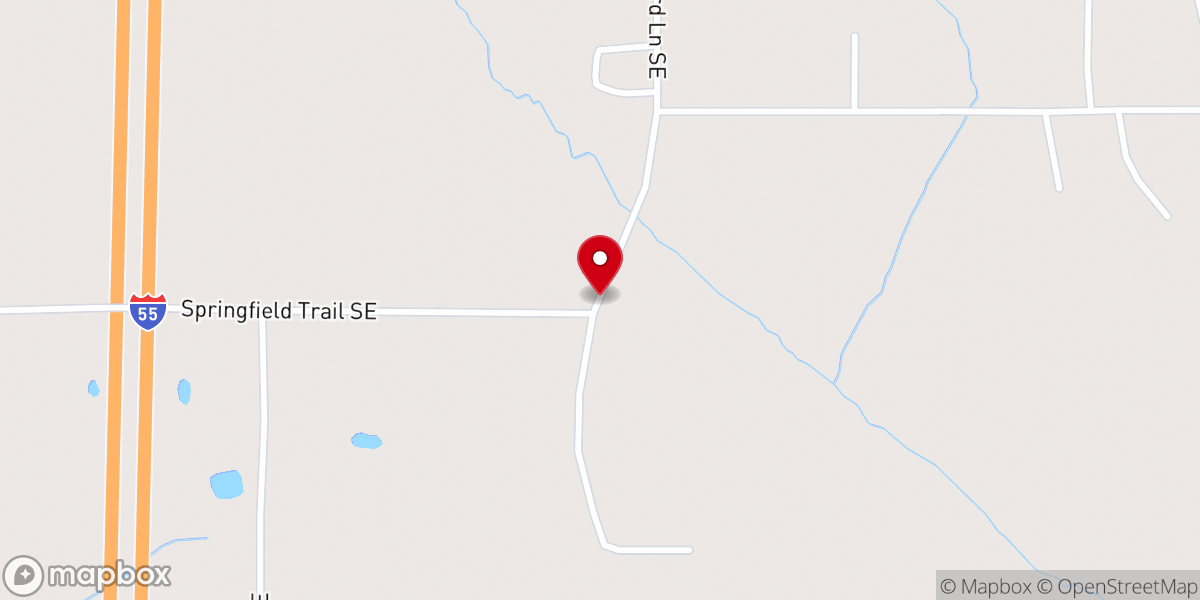 Map showing location of Springfield Church