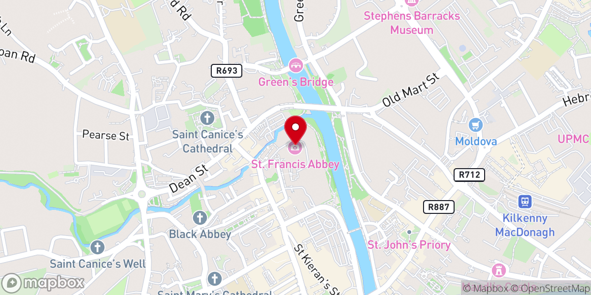 Map showing location of St. Francis Abbey