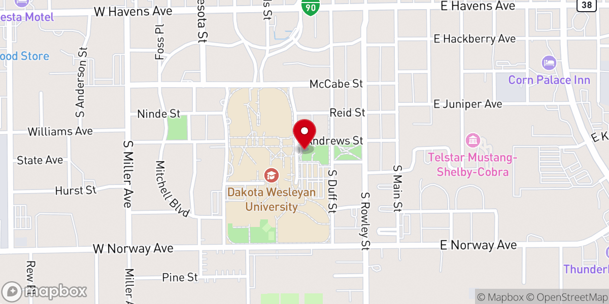 Map showing location of Dakota Discovery Museum