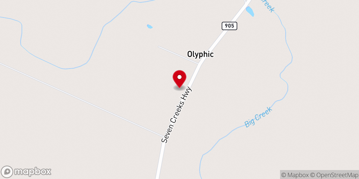 Map showing location of Olyphic Baptist Church