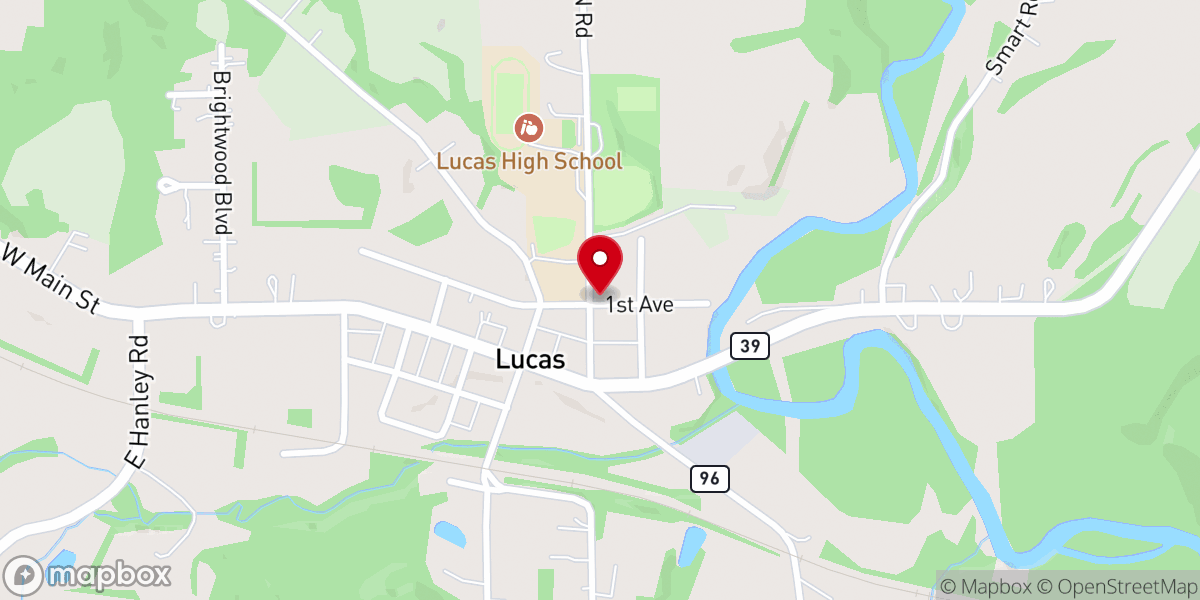 Map showing location of Lucas Foursquare Gospel Church