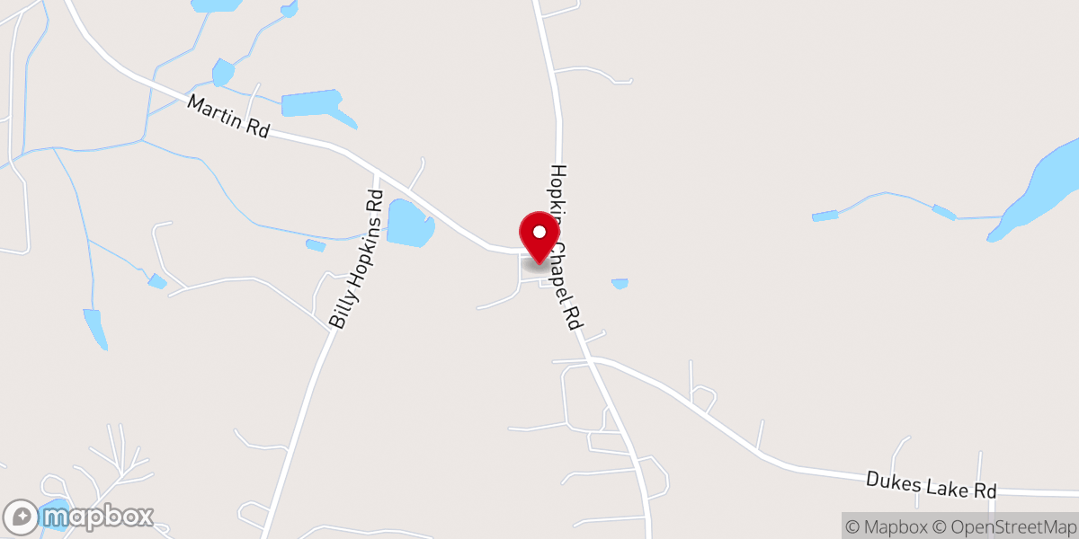 Map showing location of Hopkins Chapel Church