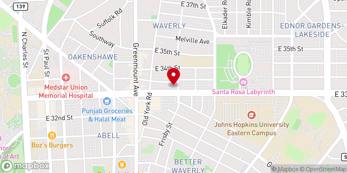 Map showing location of New Waverly United Methodist Church