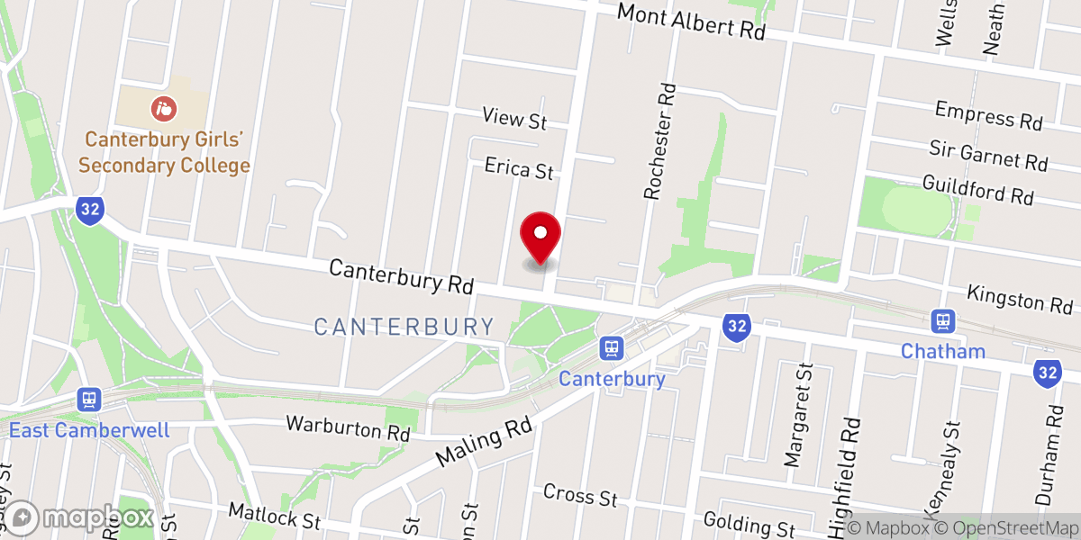 Map showing location of Canterbury Baptist Church