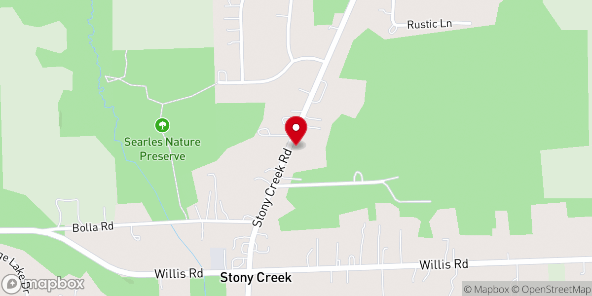Map showing location of Stony Creek Free Will Baptist Church