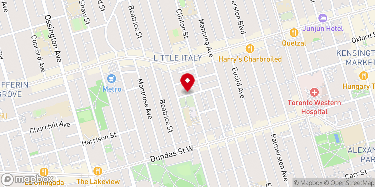 Map showing location of St. Francis of Assisi Parish - Toronto