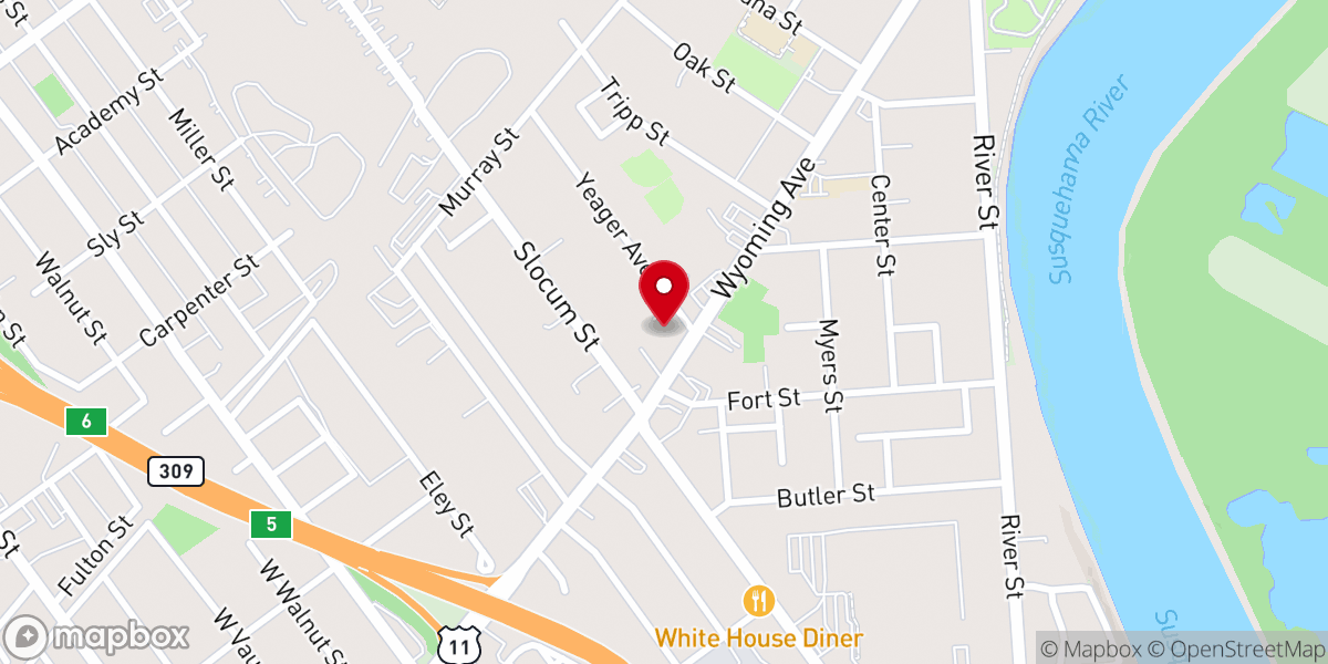 Map showing location of Forty Fort United Methodist Church