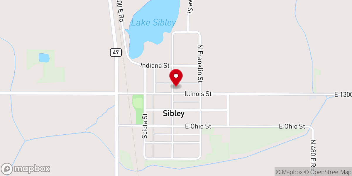 Map showing location of St. John's Lutheran Church