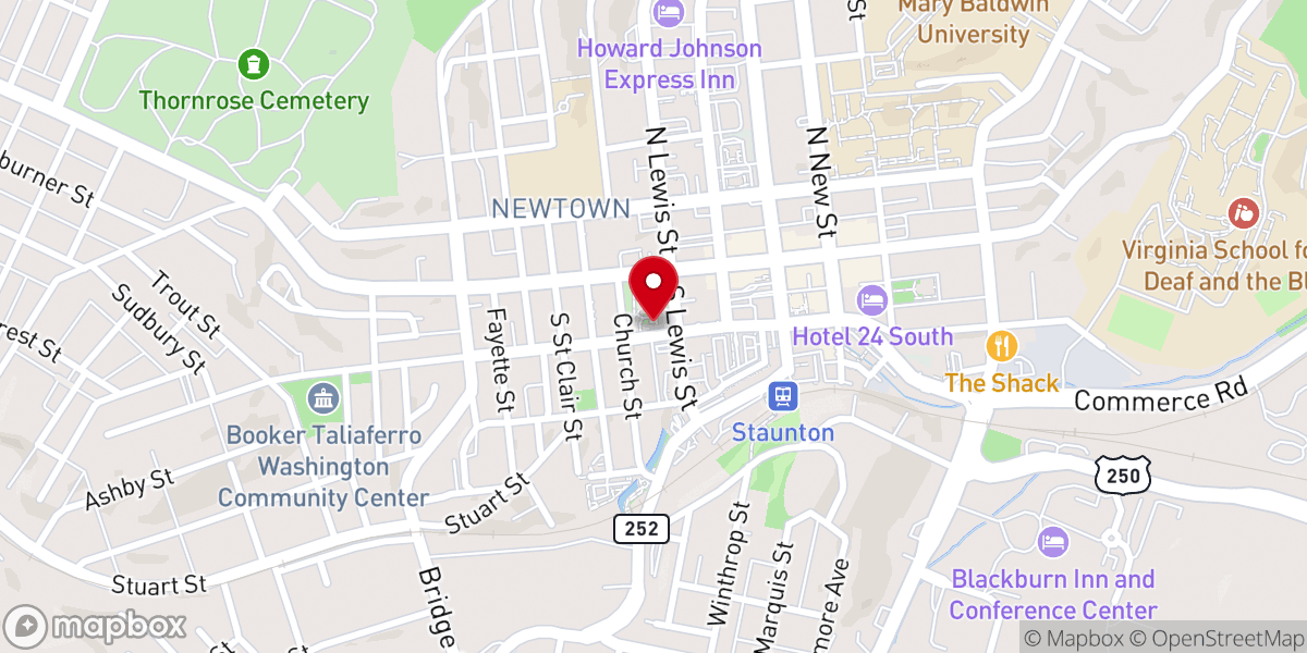 Map showing location of Old Trinity Church