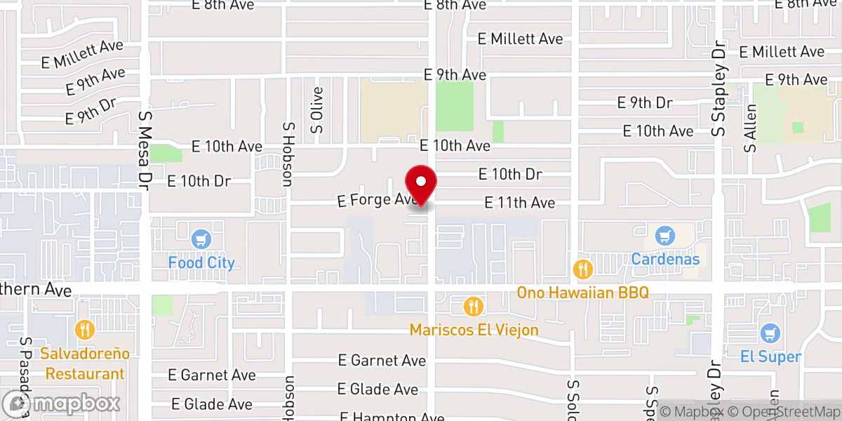 Map showing location of Cambodian Baptist Fellowship Church of AZ