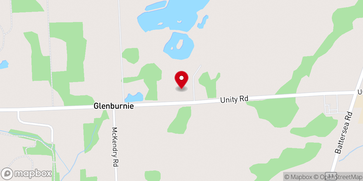 Map showing location of Glenburnie United Church