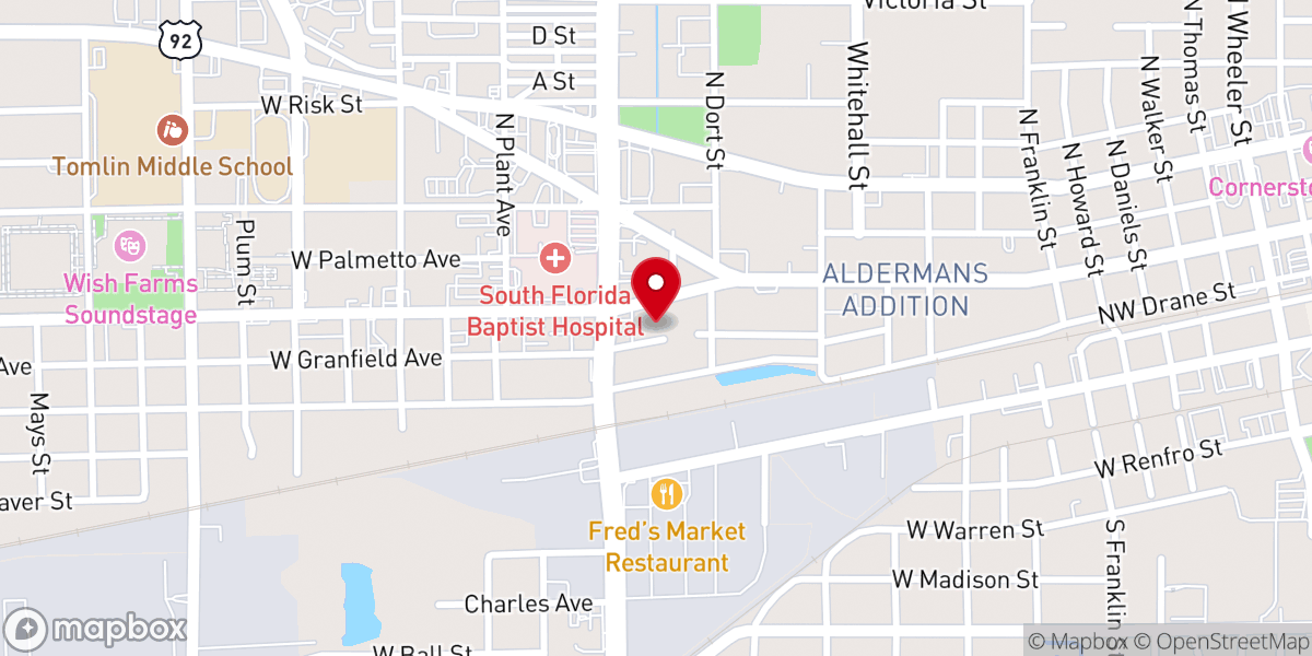 Map showing location of New Hope Freewill Baptist Church.