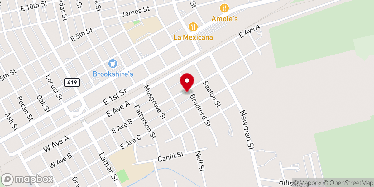Map showing location of Avenue B church of Christ