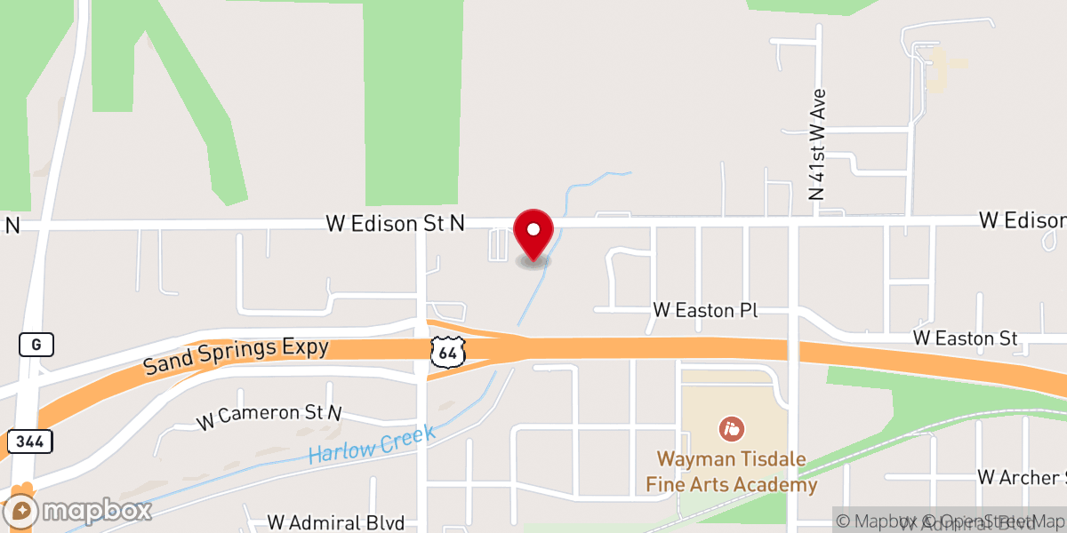 Map showing location of Osage Hills Christian Church