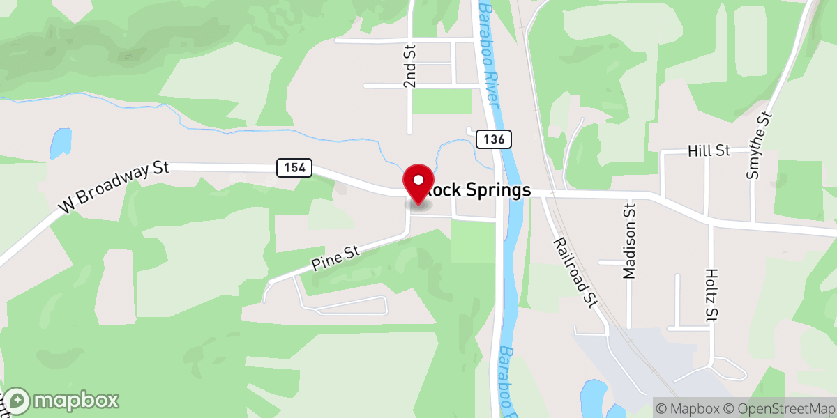 Map showing location of St. John Lutheran Church