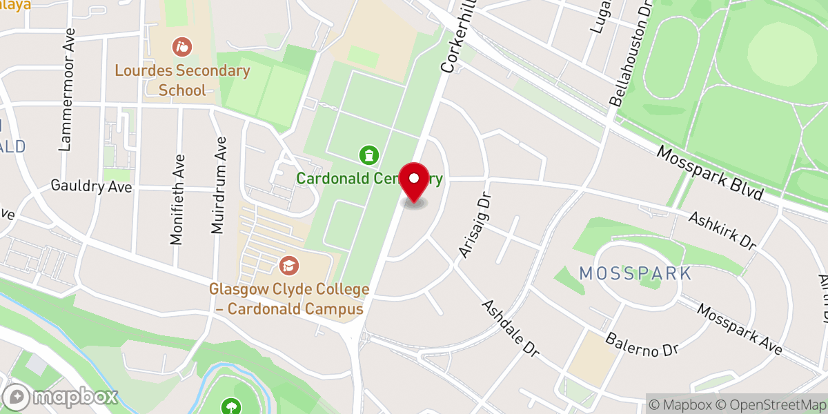 Map showing location of Mosspark Baptist Church