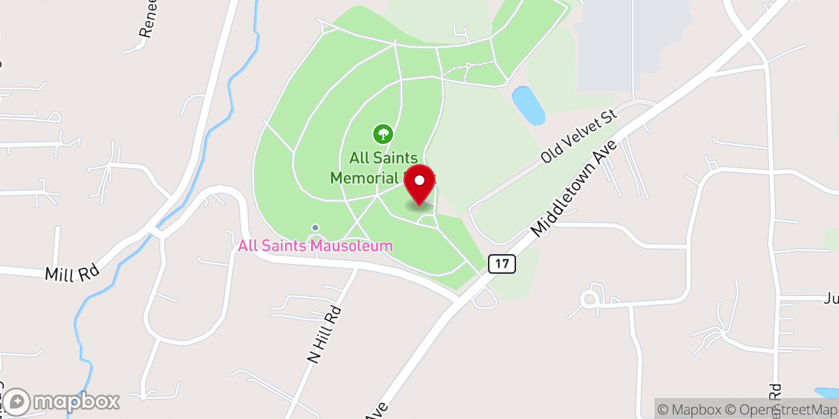 Map showing location of Catholic Cemeteries Association