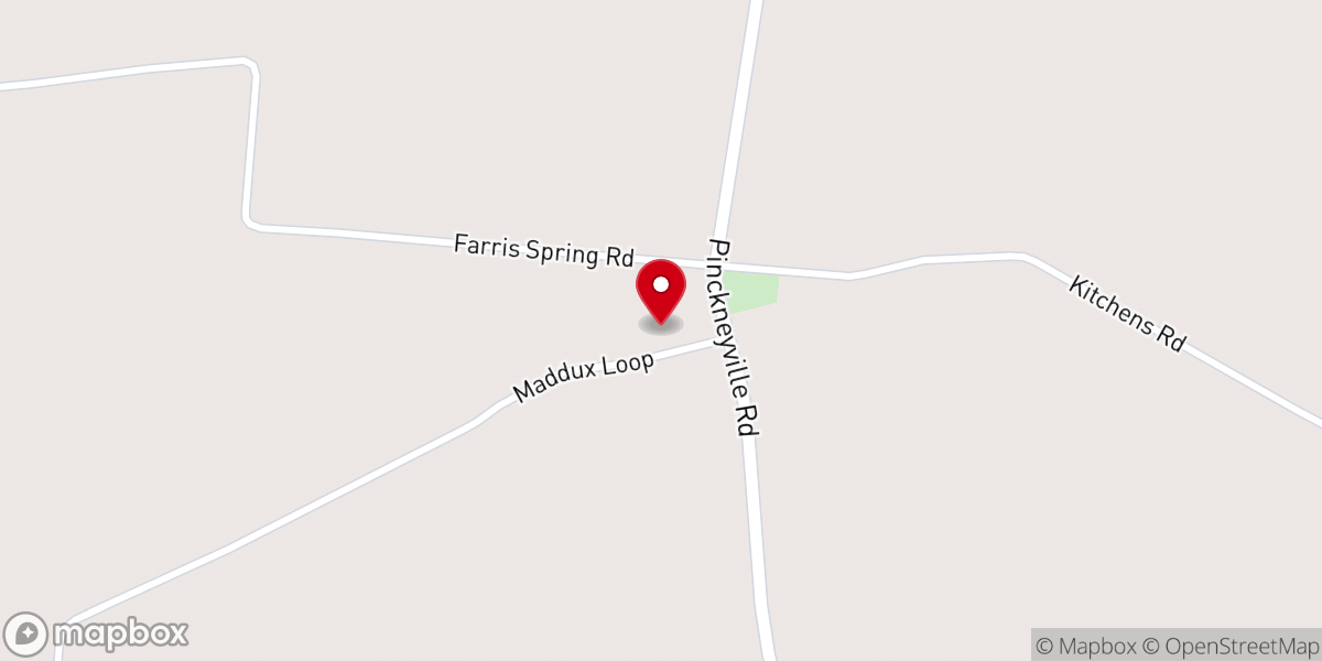 Map showing location of Pinckneyville Baptist Church