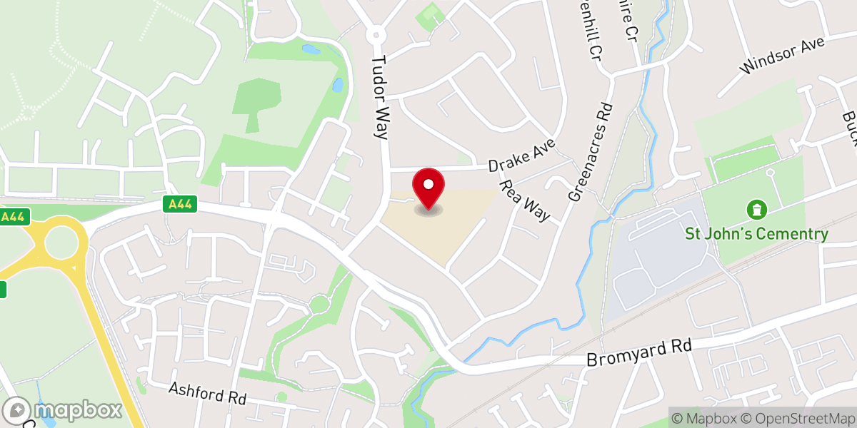 Map showing location of Manor Park Church, Worcester