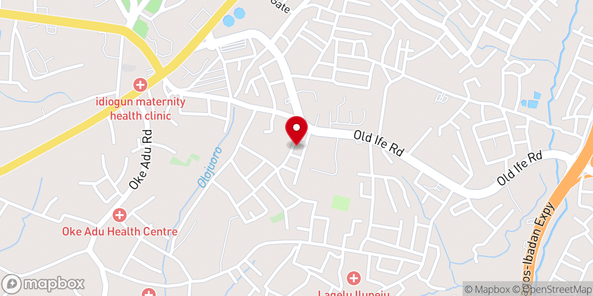 Map showing location of Agodi Baptist Church