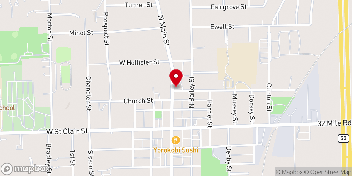Map showing location of Romeo United Methodist Church