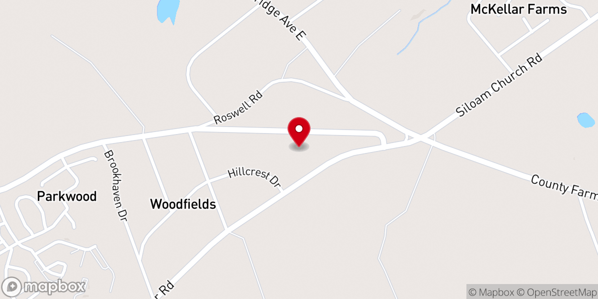 Map showing location of Woodfields Baptist Church