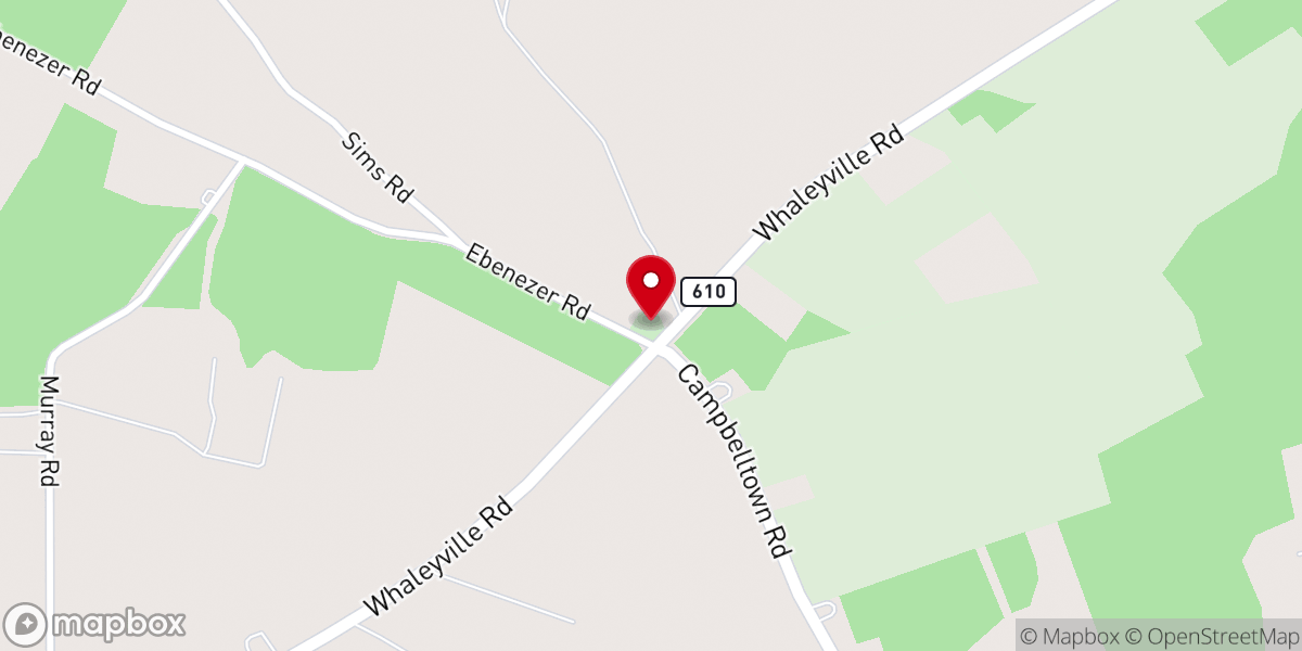 Map showing location of Ebenezer Church