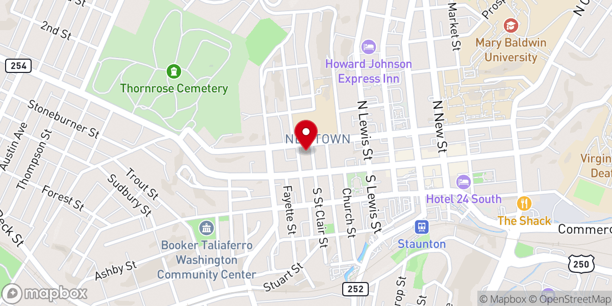 Map showing location of First Baptist Church