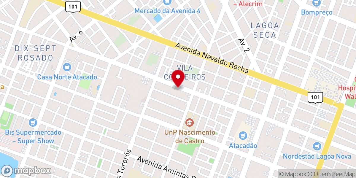 Map showing location of Igreja Batista Independente Lagoa Nova