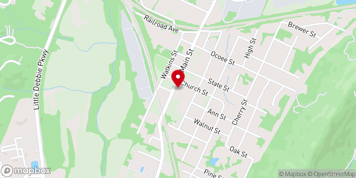 Map showing location of Ooltewah Baptist Church