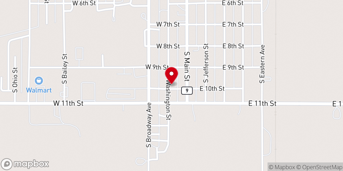 Map showing location of Washington St Baptist Church